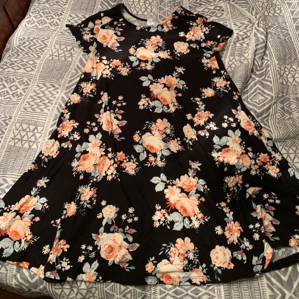 Black Rose print dress